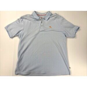 Tommy Bahama Mens Cotton Blend Striped Polo Shirt Size XL Blue White Fast Ship!